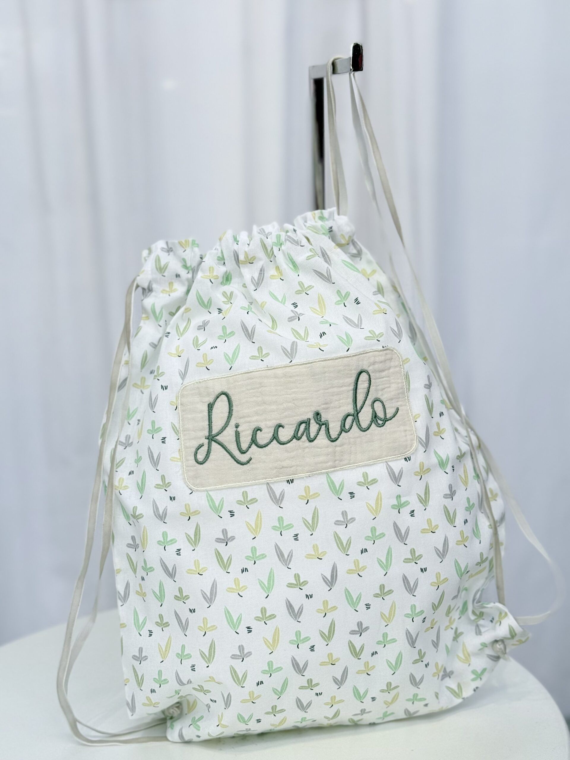 Sacchetto asilo Personalizzabile Fantasia Foglie